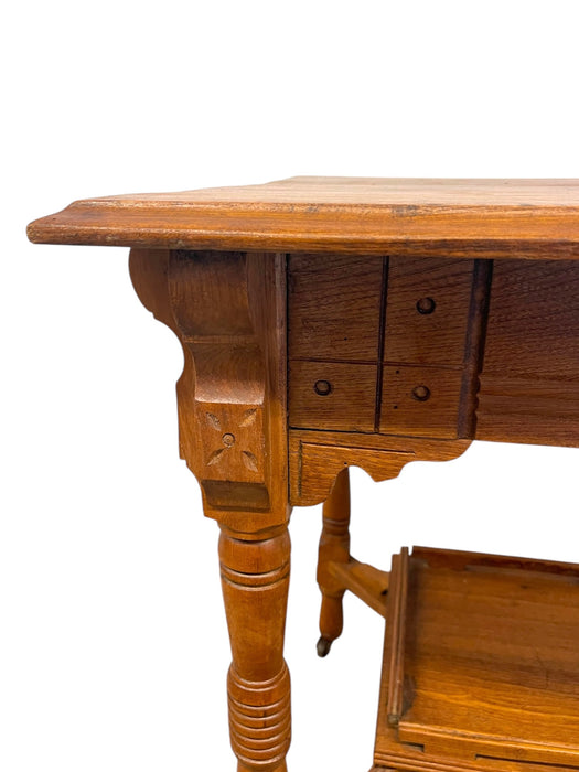 Antique Victorian Era Oak Occasion Side Table or Entryway Accent Table, Late 19th Century