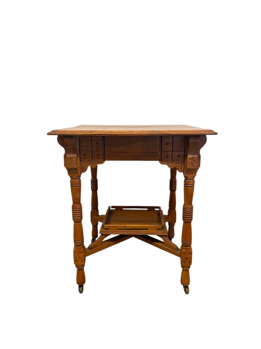 Antique Victorian Era Oak Occasion Side Table or Entryway Accent Table, Late 19th Century