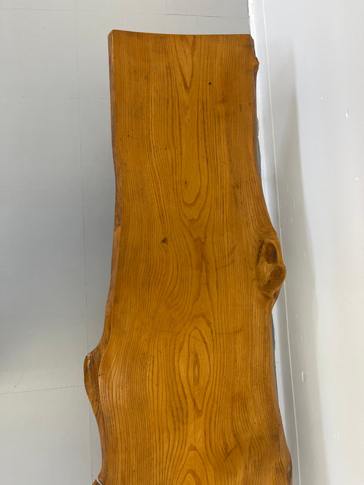 Vintage Mid-Century Live Edge Wood Bench with Tapered Legs