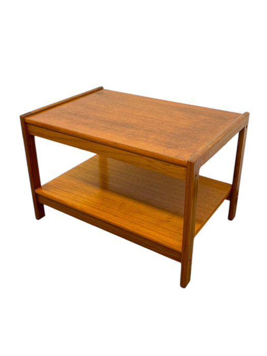 Vintage Danish Mid Century Modern Teak Two-Tier Side Table