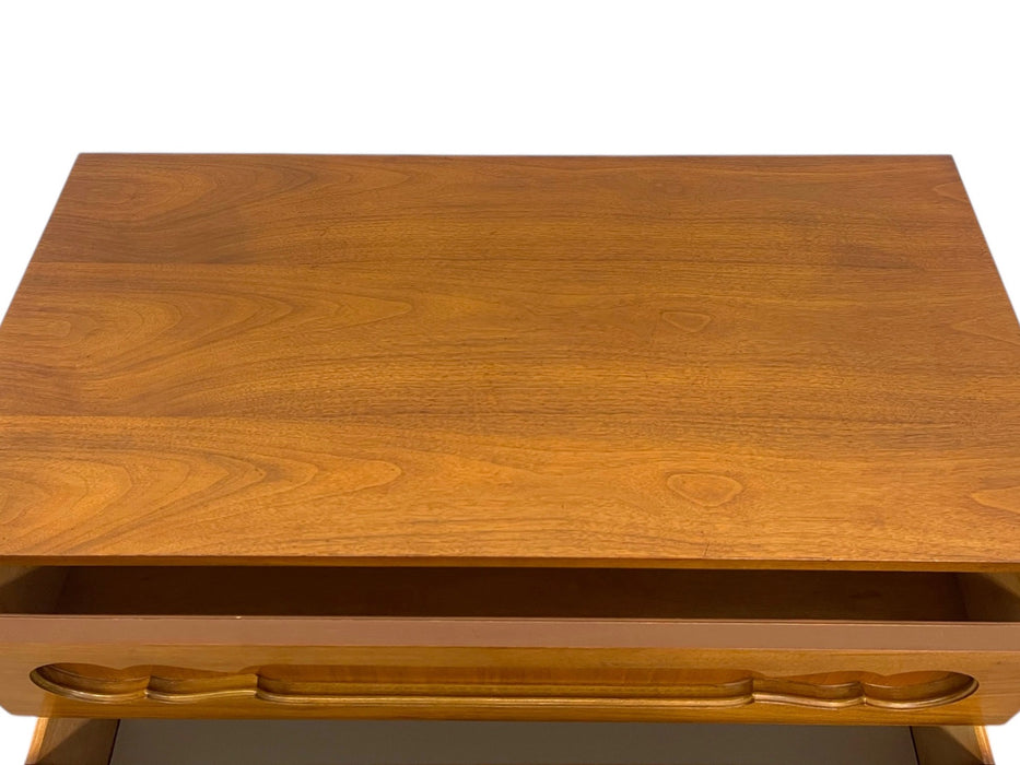 Vintage Mid-Century Modern Tallboy Dresser with Sculpted Front