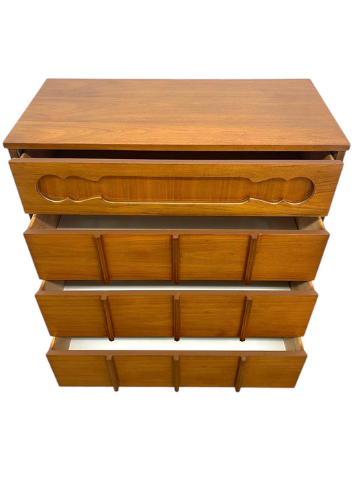 Vintage Mid-Century Modern Tallboy Dresser with Sculpted Front