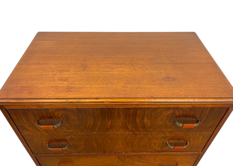 Vintage Art Deco Highboy Dresser with Waterfall Front and Bakelite Style Handles