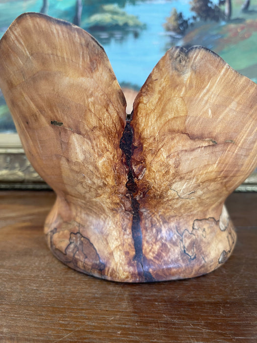 Hand-Turned Spalted Sugar Maple Pedestal Bowl, Wisconsin Artisan, 2018