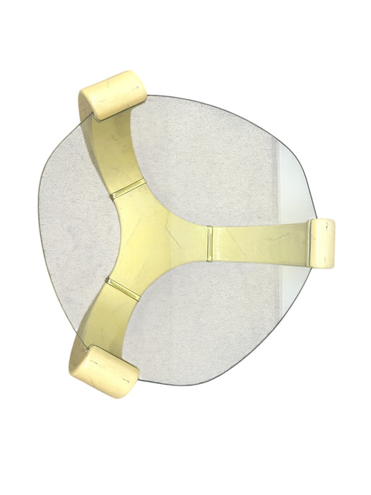 Karl Springer Style Mid-Century Modern Glass Side Table with Brass Toned Accents-UK Import