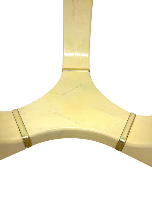 Karl Springer Style Mid-Century Modern Glass Side Table with Brass Toned Accents-UK Import
