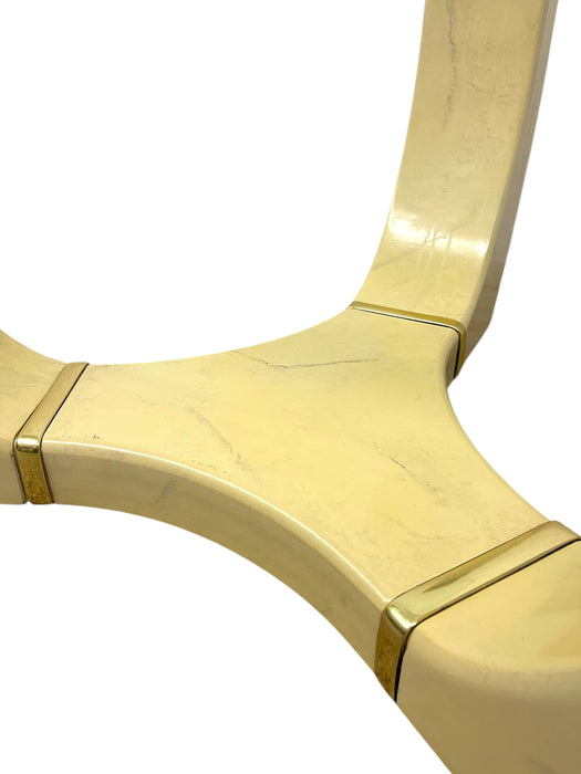 Karl Springer Style Mid-Century Modern Glass Side Table with Brass Toned Accents-UK Import