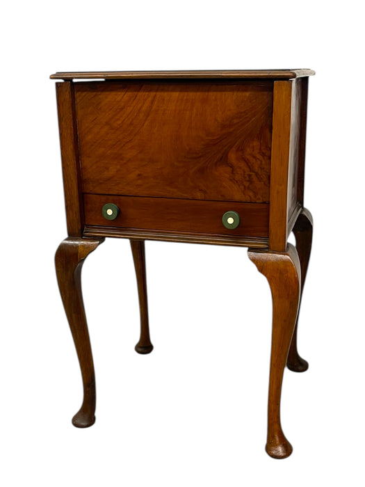 Sewing or Jewelry Cabinet with Cabriole Legs and Lined Interior