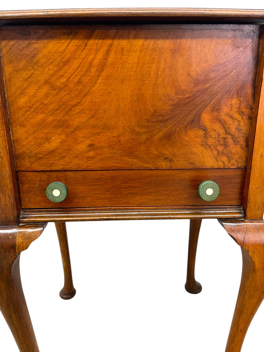 Sewing or Jewelry Cabinet with Cabriole Legs and Lined Interior