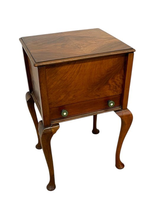 Sewing or Jewelry Cabinet with Cabriole Legs and Lined Interior