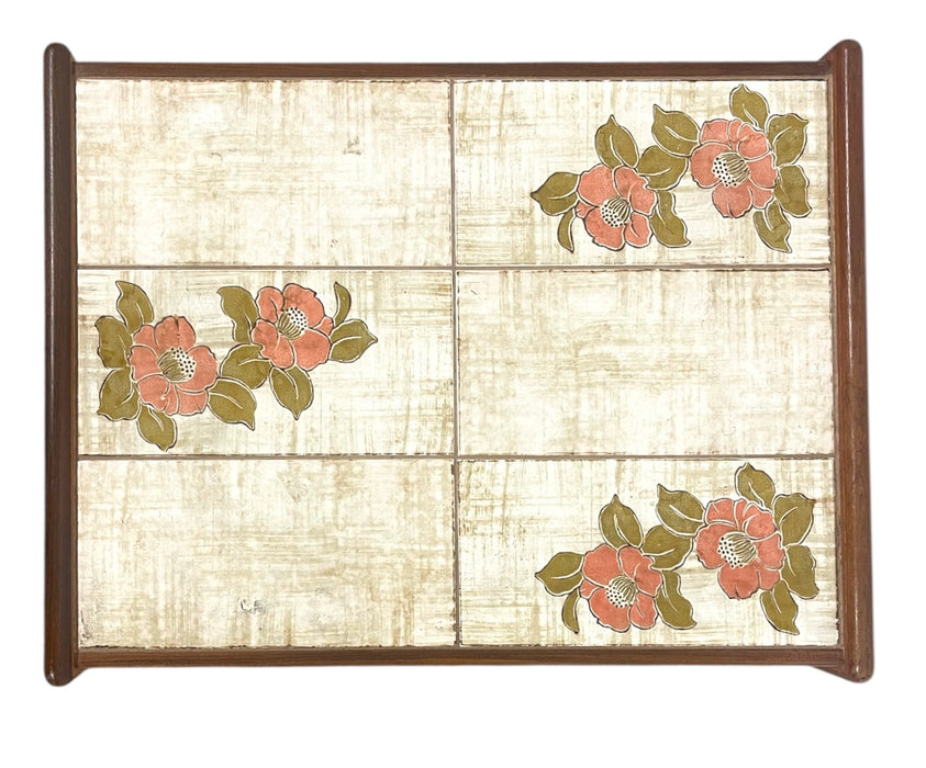 Vintage Mid-Century Modern Nesting Tables with Tile Top and Drawer