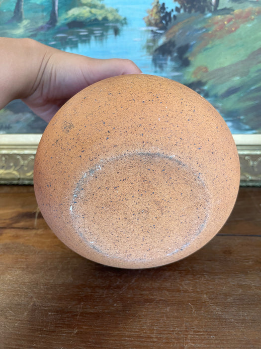 Handmade Indonesian Terracotta Lidded Jar with Beaded Raffia Accents and Seated Figure Finial