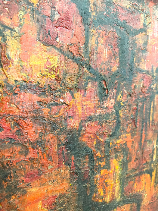 Vintage Mid-Century Abstract Expressionist Portrait Painting on Canvas