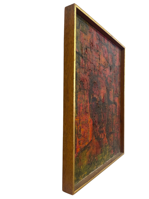 Vintage Mid-Century Abstract Expressionist Portrait Painting on Canvas