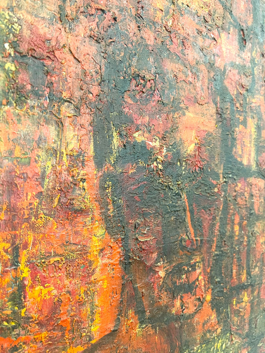 Vintage Mid-Century Abstract Expressionist Portrait Painting on Canvas