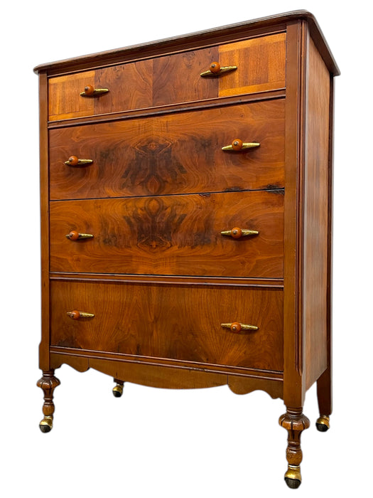Antique Art Deco Dresser with Bakelite and Brass Finished Handles