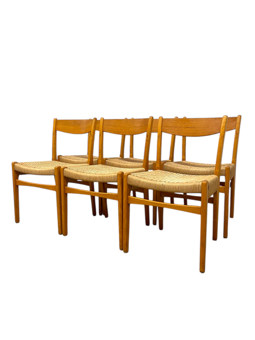 Vintage Danish Mid Century Modern Dining Chair Set of 6 Attributed to Skovmand & Andersen for Moreddi