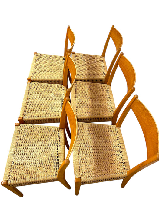 Vintage Danish Mid Century Modern Dining Chair Set of 6 Attributed to Skovmand & Andersen for Moreddi