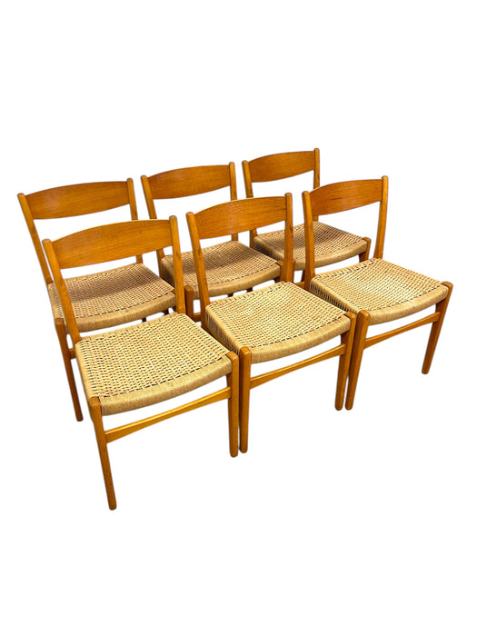 Vintage Danish Mid Century Modern Dining Chair Set of 6 Attributed to Skovmand & Andersen for Moreddi
