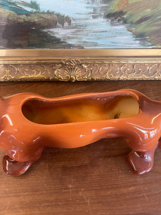Vintage Hull Pottery Dachshund Planter, Mid-Century Ceramic Dog Figurine, USA