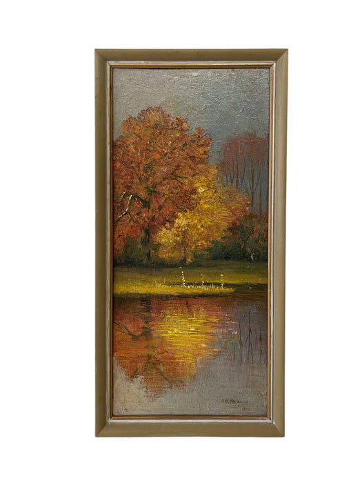 Original 1978 Oil Painting Autumn Dress by A. B Mosman - Framed Landscape Artwork