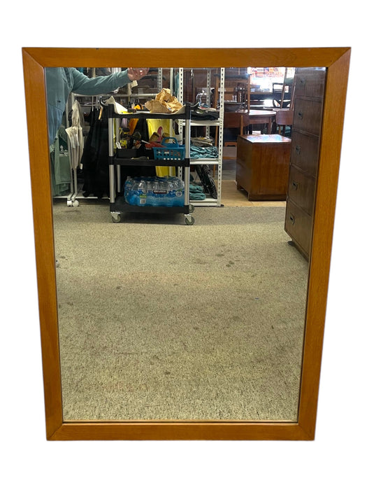 Vintage Mid-Century Modern Framed Wall Mirror -Rectangular Hanging Mirror