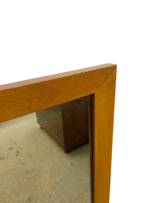 Vintage Mid-Century Modern Framed Wall Mirror -Rectangular Hanging Mirror