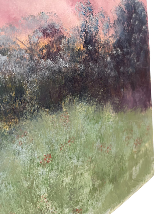 Original Landscape Painting on SoHo Artist Board - Pathway Through Meadow at Sunset,12" x 16"