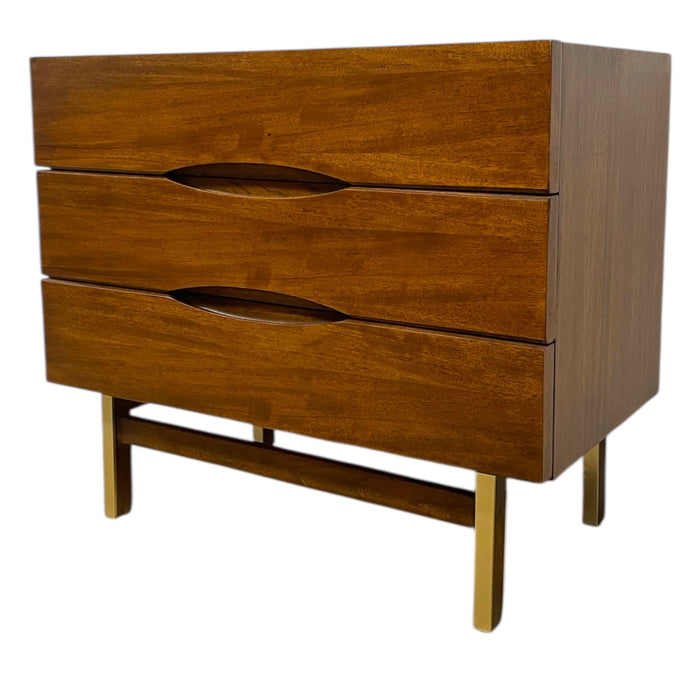 Vintage Mid Century Modern Dresser with Brass Finished Capped Wooden Legs from American of Martinsville