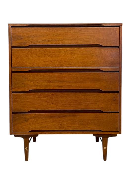 Vintage Mid Century Modern 4-Drawer Highboy Dresser by Stanley Furniture