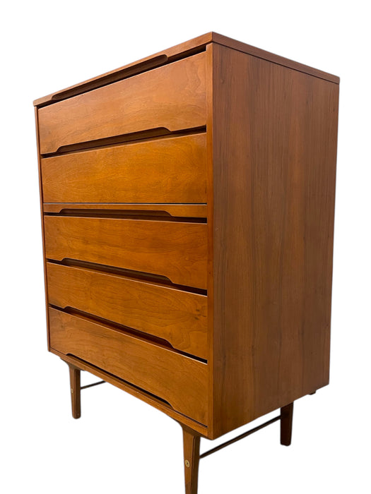 Vintage Mid Century Modern 4-Drawer Highboy Dresser by Stanley Furniture