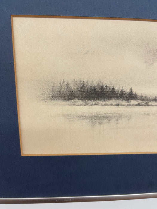 Vintage Pencil-Signed Coastal Lighthouse Lithograph by Virginia