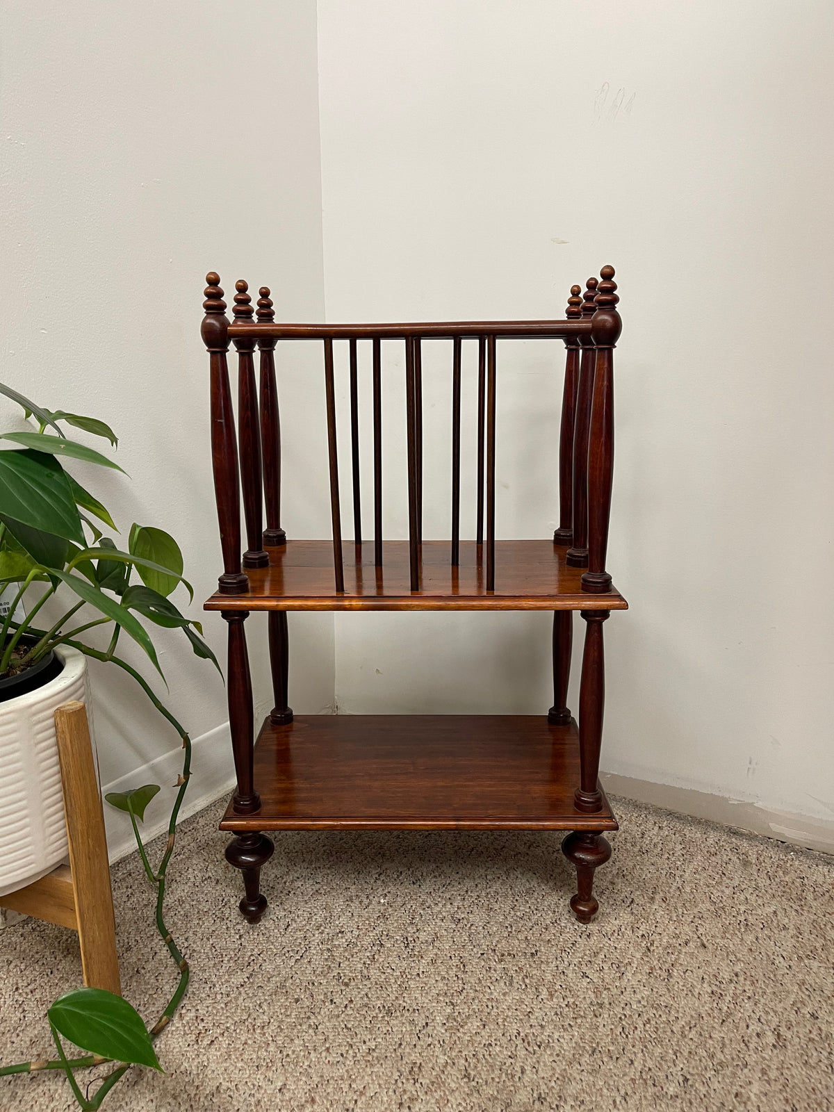 Two Tier Magazine Rack Victorian-Style Two-Tier Magazine Rack with Turned Spindle Supports ...