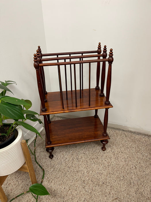 Victorian-Style Two-Tier Magazine Rack with Turned Spindle Supports