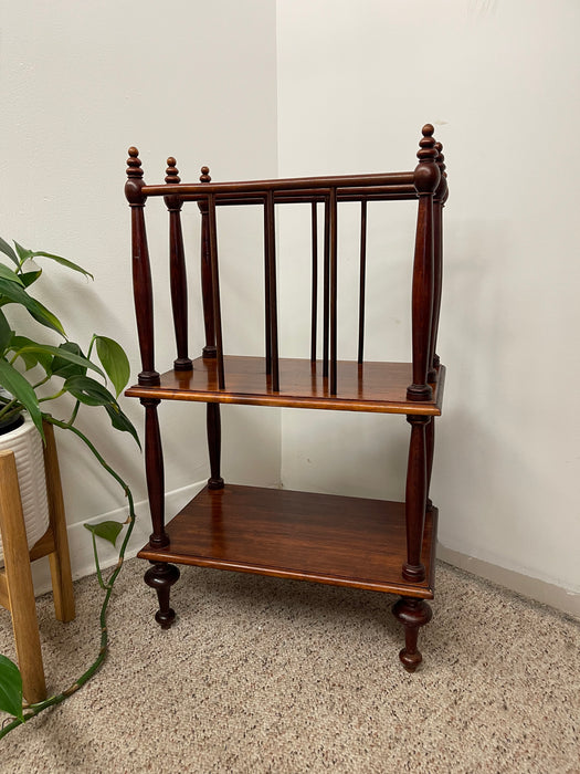 Victorian-Style Two-Tier Magazine Rack with Turned Spindle Supports