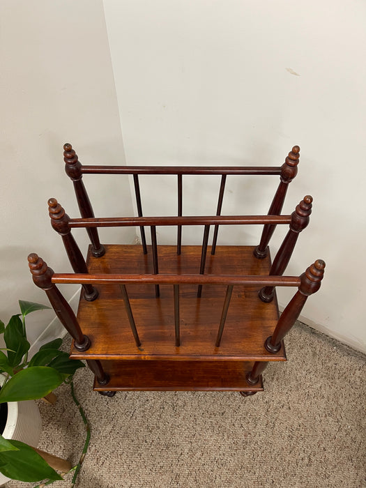 Victorian-Style Two-Tier Magazine Rack with Turned Spindle Supports