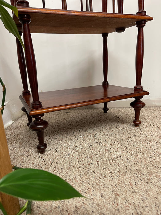 Victorian-Style Two-Tier Magazine Rack with Turned Spindle Supports