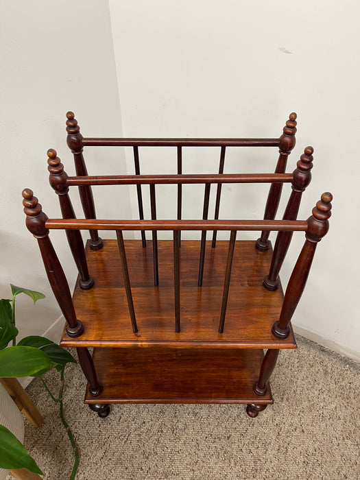 Victorian-Style Two-Tier Magazine Rack with Turned Spindle Supports