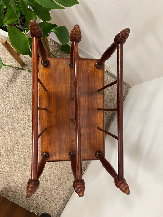 Victorian-Style Two-Tier Magazine Rack with Turned Spindle Supports