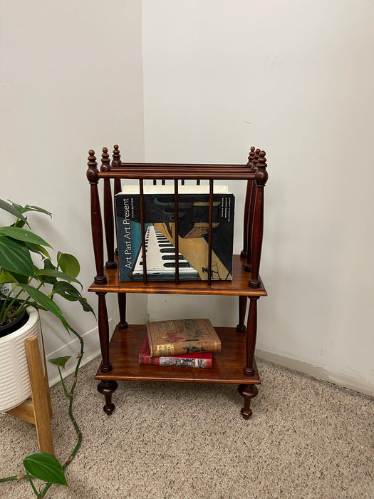 Victorian-Style Two-Tier Magazine Rack with Turned Spindle Supports