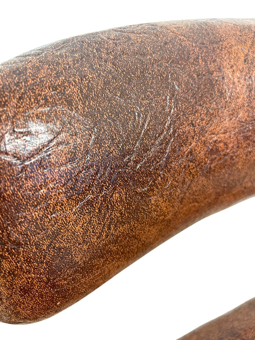 Vintage Industrial Office Chair with Brown Upholstery and Metal Base on Casters