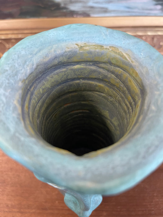 Handmade Studio Pottery Blue Face Vase by Muddy River Clay