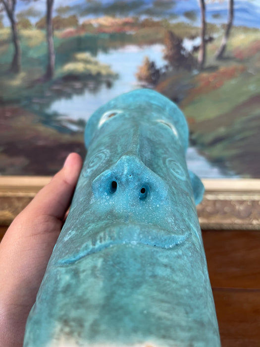 Handmade Studio Pottery Blue Face Vase by Muddy River Clay