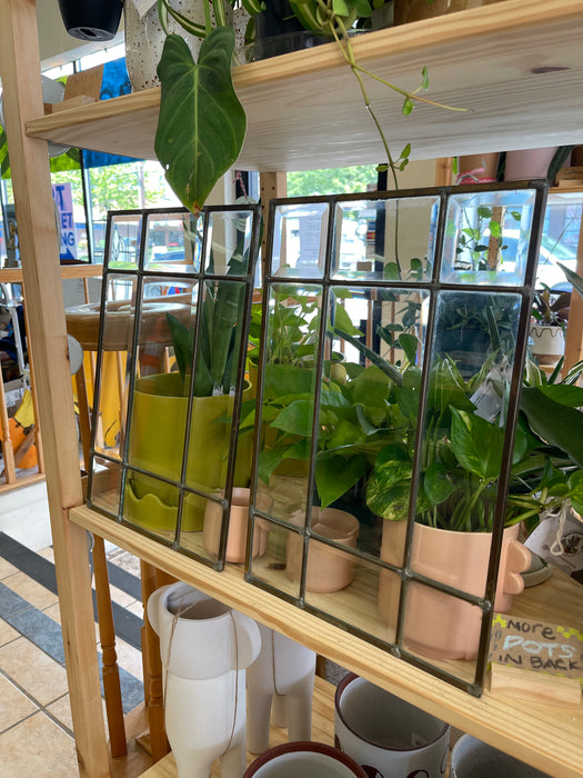 Pair of Vintage Leaded Beveled Glass Window Panels