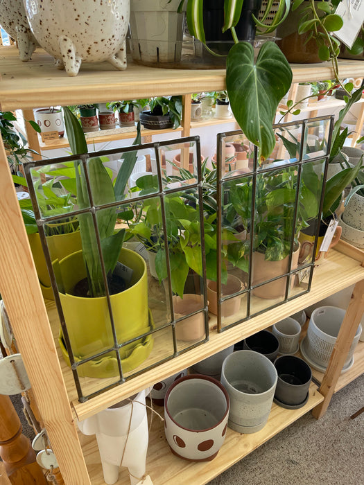 Pair of Vintage Leaded Beveled Glass Window Panels