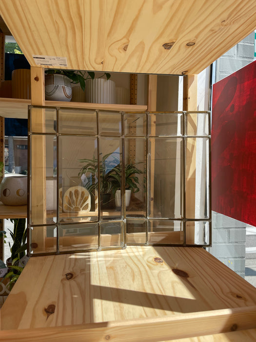 Pair of Vintage Leaded Beveled Glass Window Panels