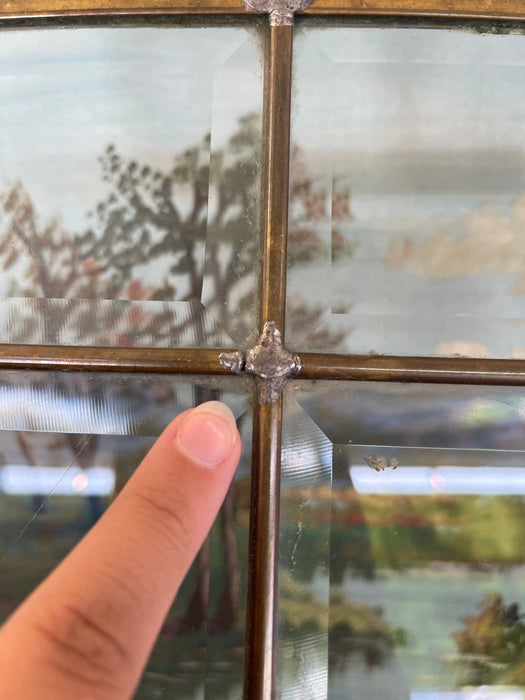 Pair of Vintage Leaded Beveled Glass Window Panels