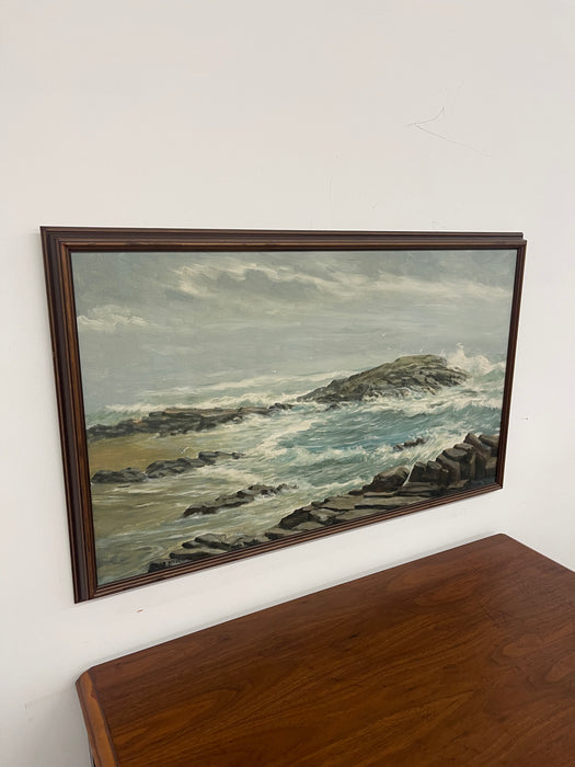 Vintage 1965 Seascape Painting by R. Hasenfus - Maine Shore Art Galleries,North Edgecomb