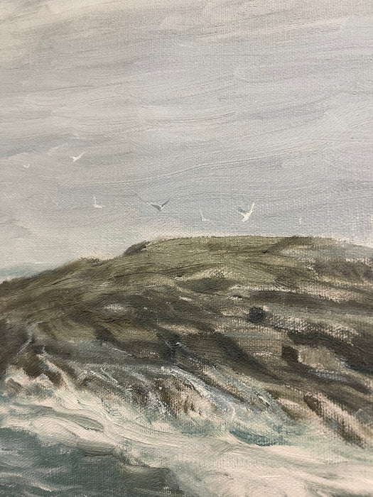Vintage 1965 Seascape Painting by R. Hasenfus - Maine Shore Art Galleries,North Edgecomb