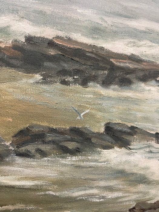 Vintage 1965 Seascape Painting by R. Hasenfus - Maine Shore Art Galleries,North Edgecomb